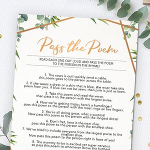 Pass the Poem Baby Shower Game Printable Baby Game Instant - Etsy