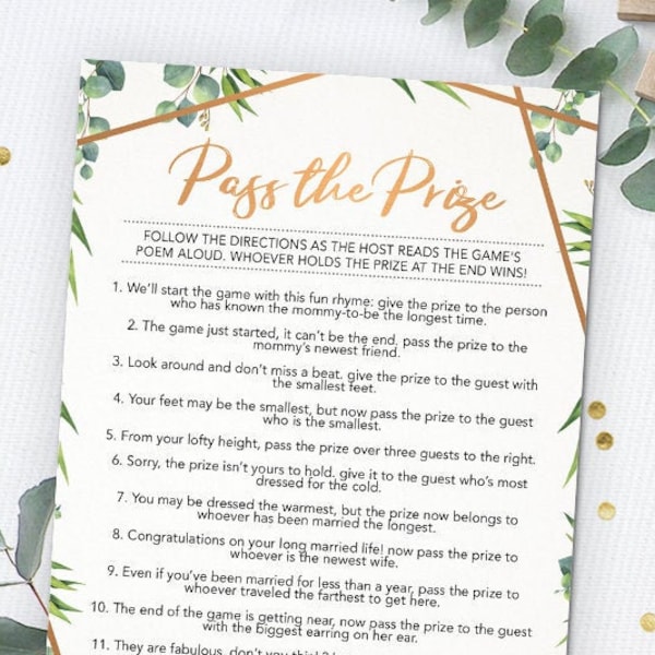 Pass the Prize Bridal Shower - Etsy
