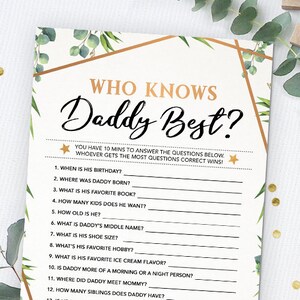 Who Knows Daddy Best Baby Shower Game Printable Baby Shower - Etsy
