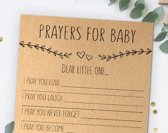 Prayers for Baby, Wishes for Baby, Baby Shower Game, Baby Shower Memory Card, Rustic Shower Games, Baby Shower Activity, Instant Download
