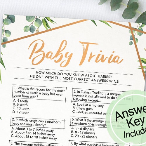 Baby Trivia Baby Shower Game Instant Download Printable Etsy