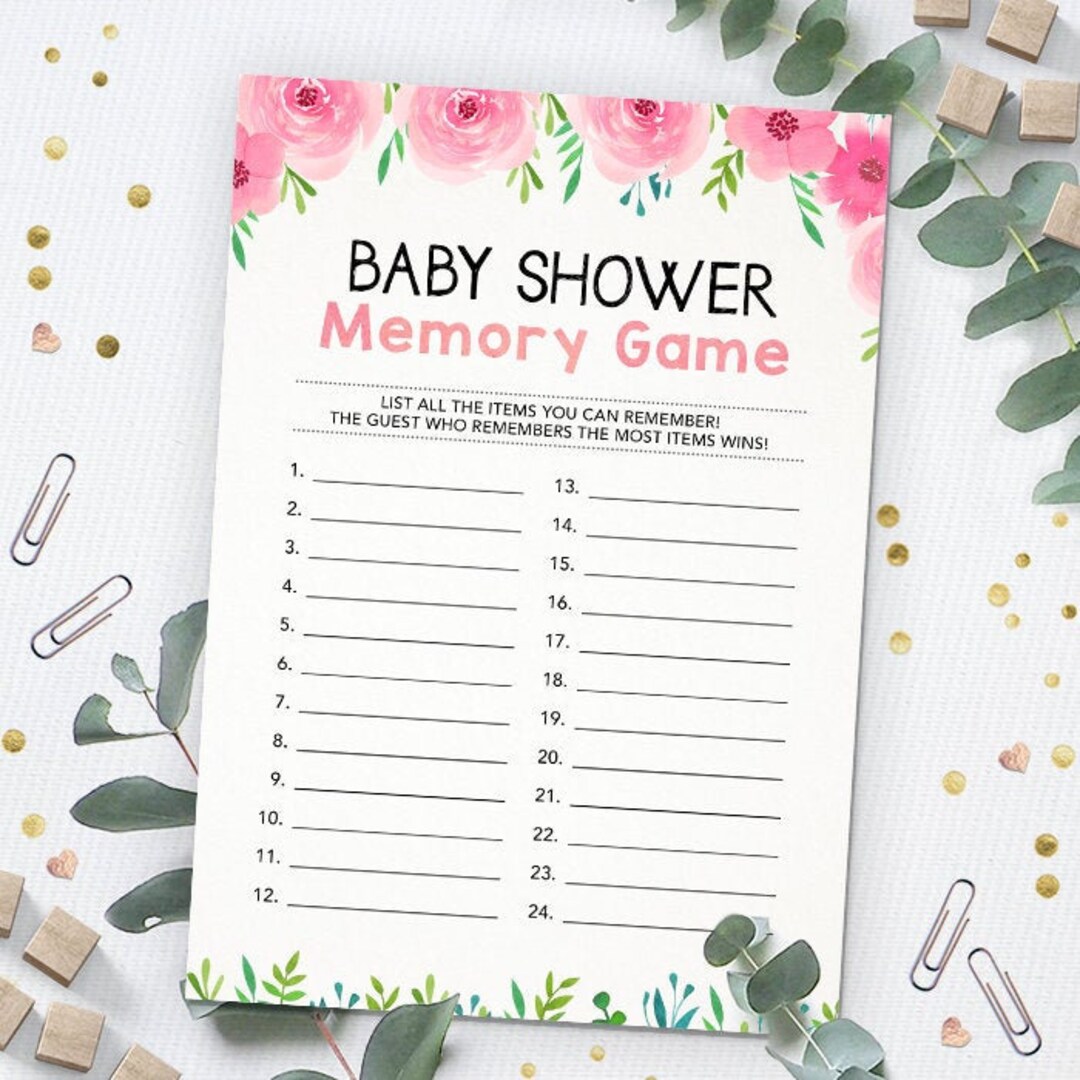 Baby Shower Memory Game Baby Shower Game Memory Card Pink Etsy