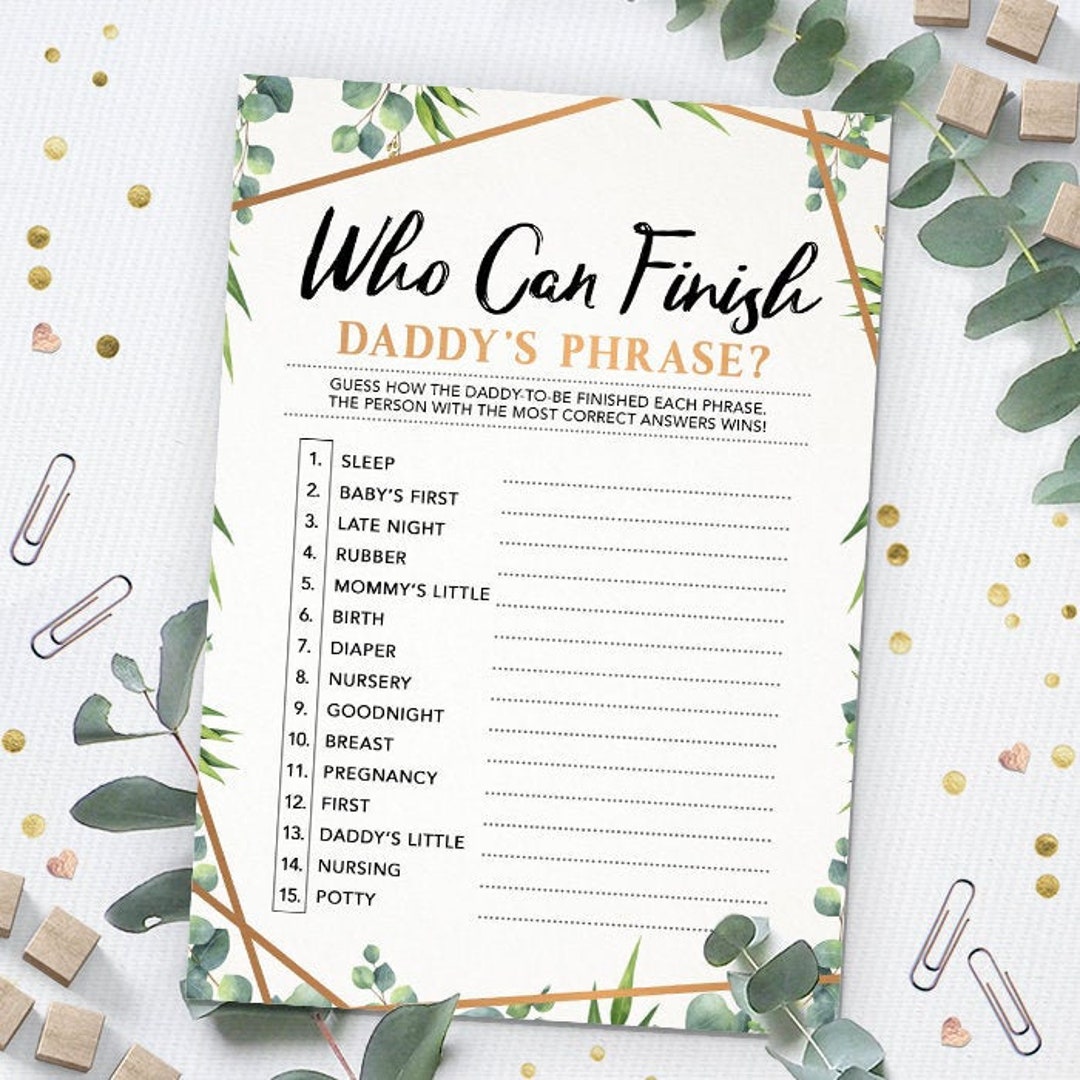 Who Can Finish Daddy's Phrase, Finish the Daddy Phrase, Baby Shower ...