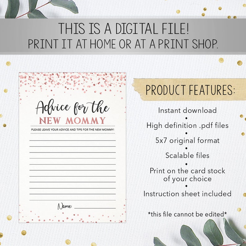 Advice for the New Mommy Advice for Mom Baby Shower | Etsy