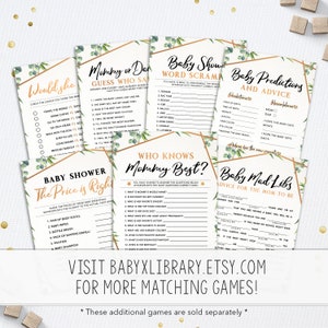 Baby Name Race, Baby Name Game, Baby Shower Game, Printable Game, Instant Download Game, Greenery Baby Shower, Boho Baby Shower, Game Cards image 3