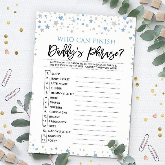 Who Can Finish Daddy's Phrase Baby Shower Game Printable - Etsy