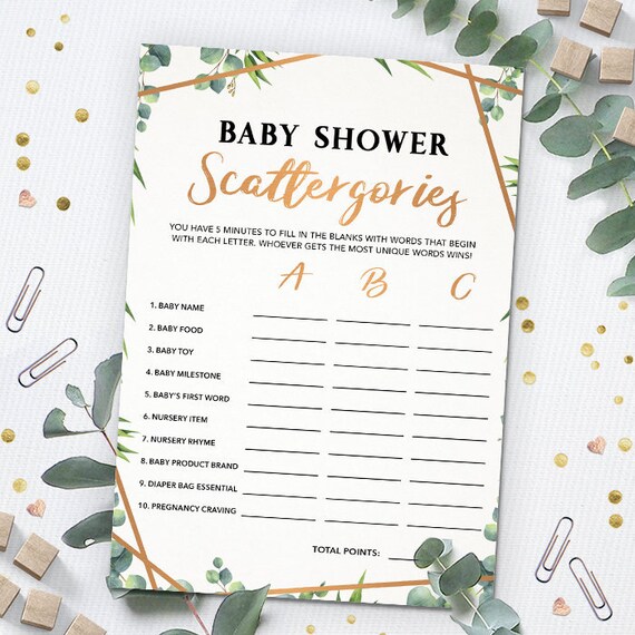 Baby Shower Scattergories Game Gender Neutral Shower Instant Download ...