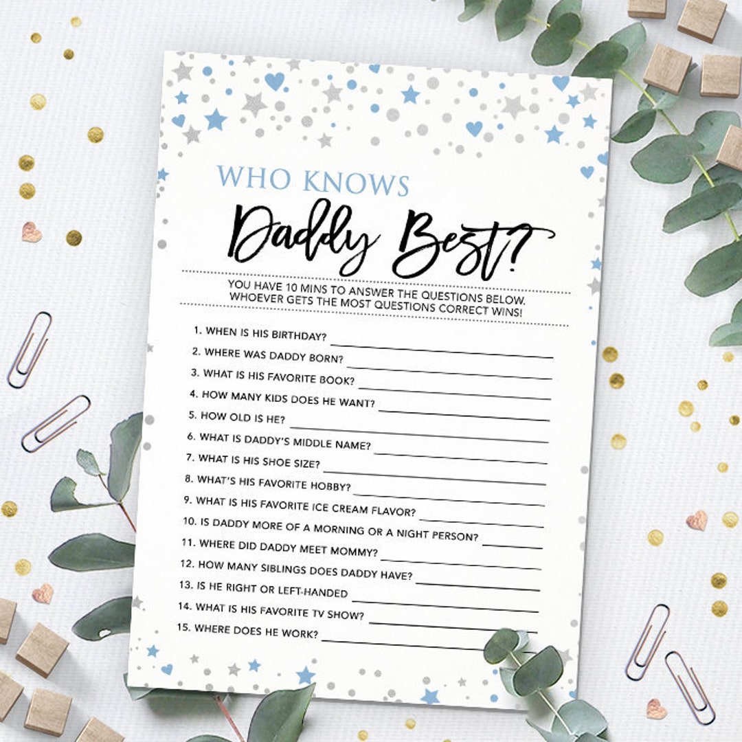 Who Knows Daddy Best Baby Shower Game Printable Baby Shower - Etsy
