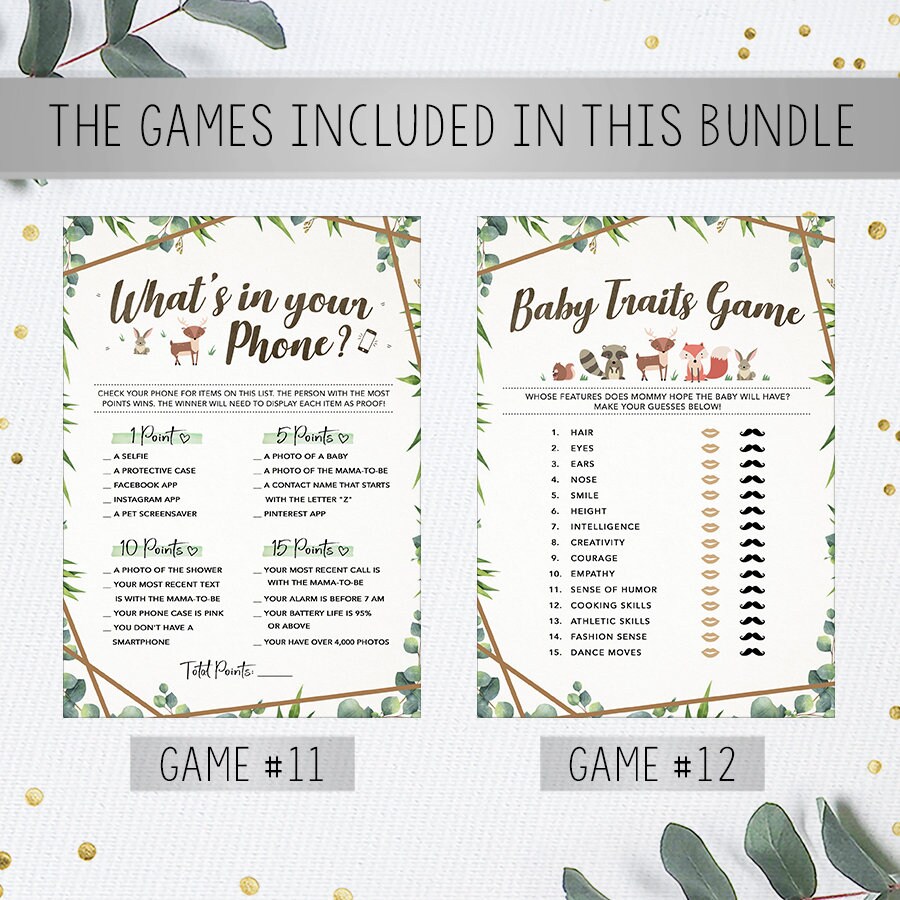 Shower Game Bundle Printable Baby Shower Games Instant | Etsy