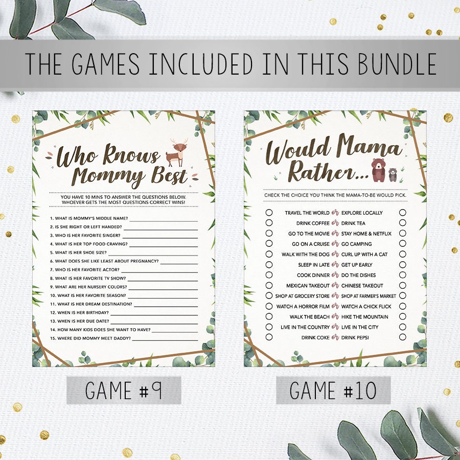 Shower Game Bundle Printable Baby Shower Games Instant - Etsy