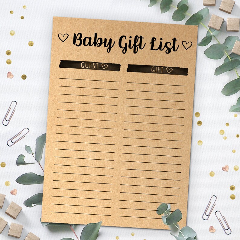 Baby Gift List Baby Shower Card Printable Card Instant Etsy
