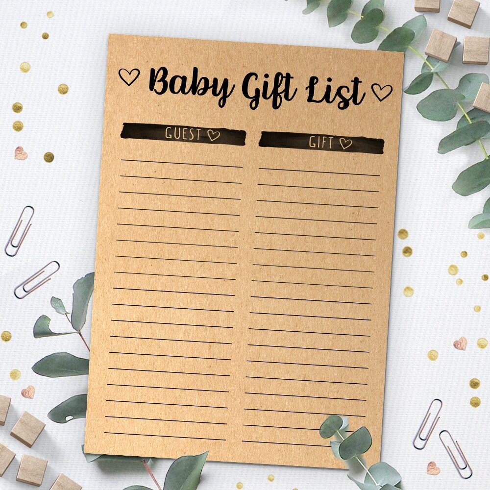Baby Gift List Baby Shower Card Printable Card Instant | Etsy