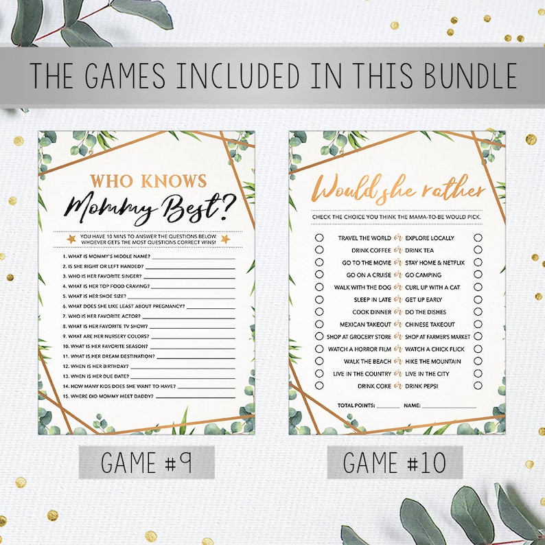 Shower Game Bundle Printable Baby Shower Games Instant | Etsy
