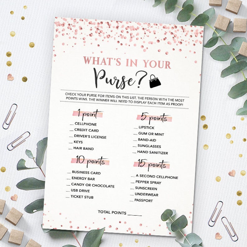 Baby Shower What's In Your Purse Game Baby Purse Game Etsy