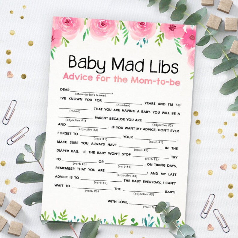 Baby Shower Mad Libs Baby Madlibs Game Advice Card Baby - Etsy