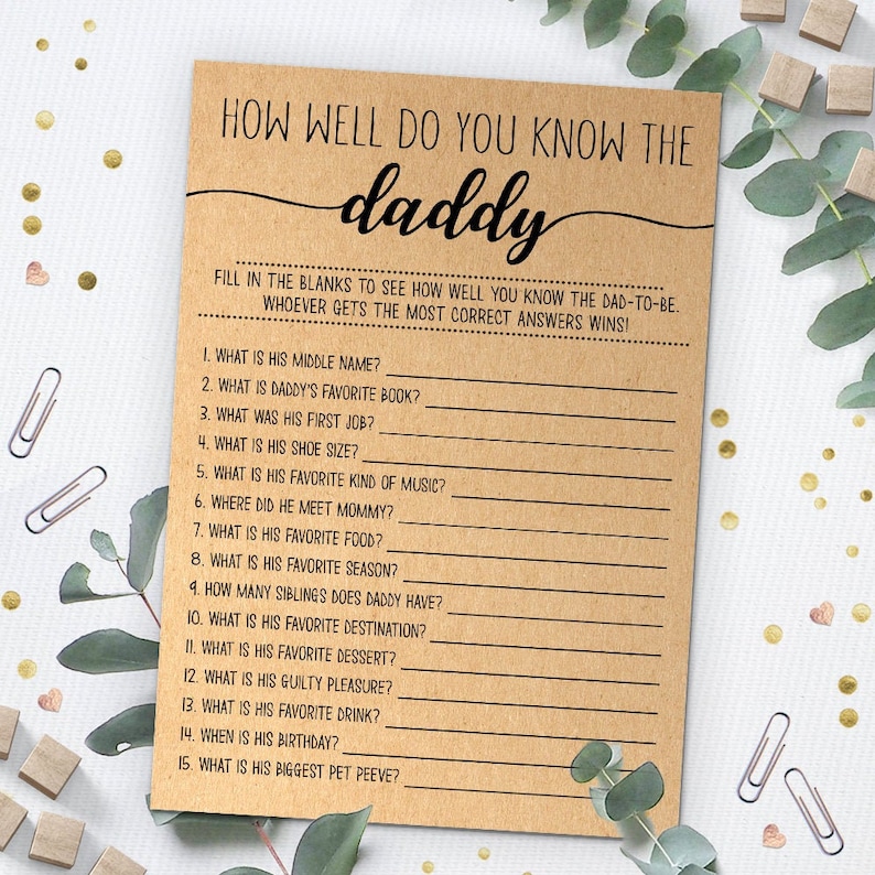 How Well Do You Know the Dadtobe Baby Shower Game Rustic Etsy Canada
