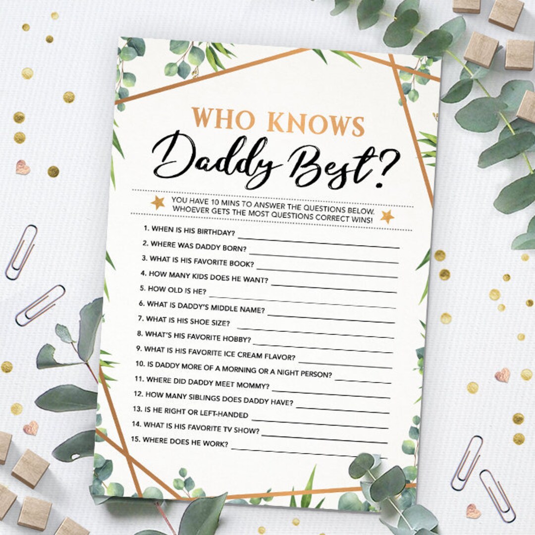 Who Knows Daddy Best Baby Shower Game Printable Baby Shower - Etsy