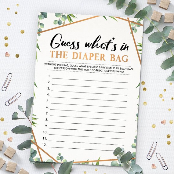 Guess What's in the Diaper Bag Baby Shower Game Etsy