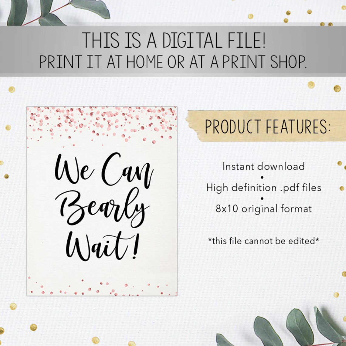 We Can Bearly Wait Sign Baby Shower Sign Printable Instant - Etsy UK