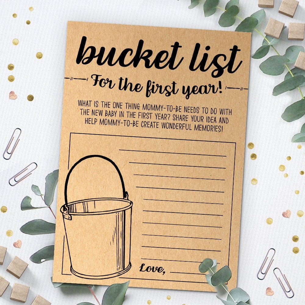 Bucket List Baby Shower Game Printable Advice Card Baby Etsy Canada