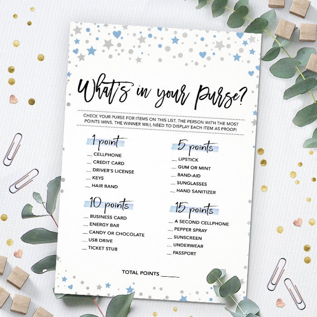 What's in Your Purse, Baby Shower Game Printable, Baby Shower Instant ...