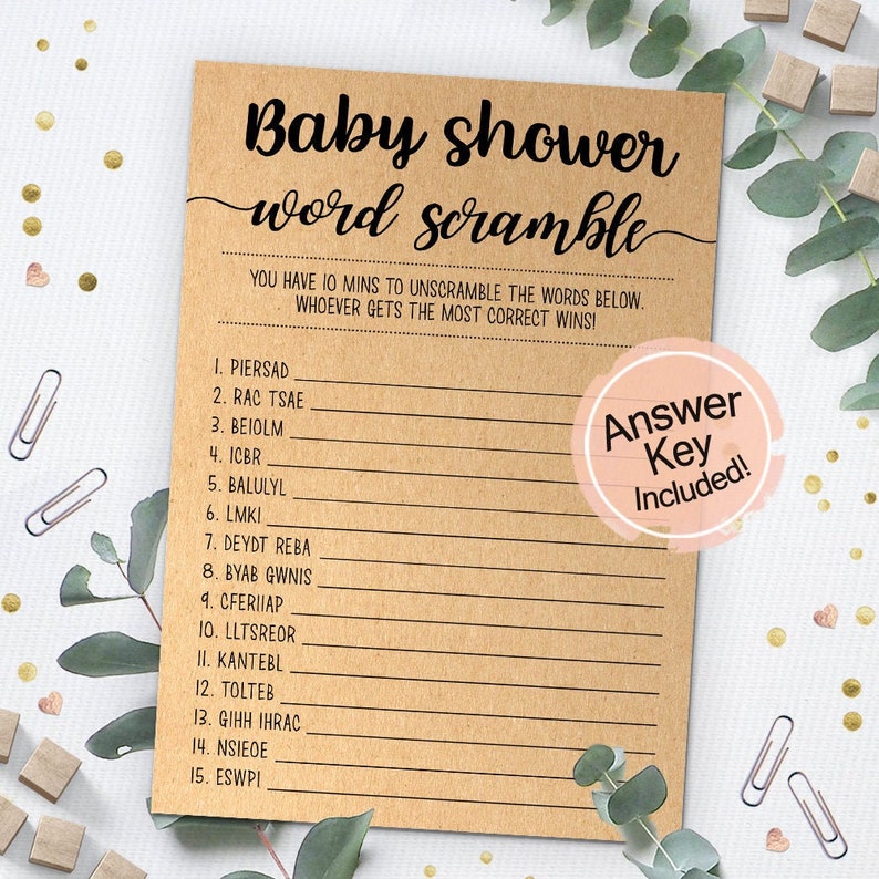 Baby Shower Word Scramble Game Printable D National uniform free Ranking TOP11 shipping Instant