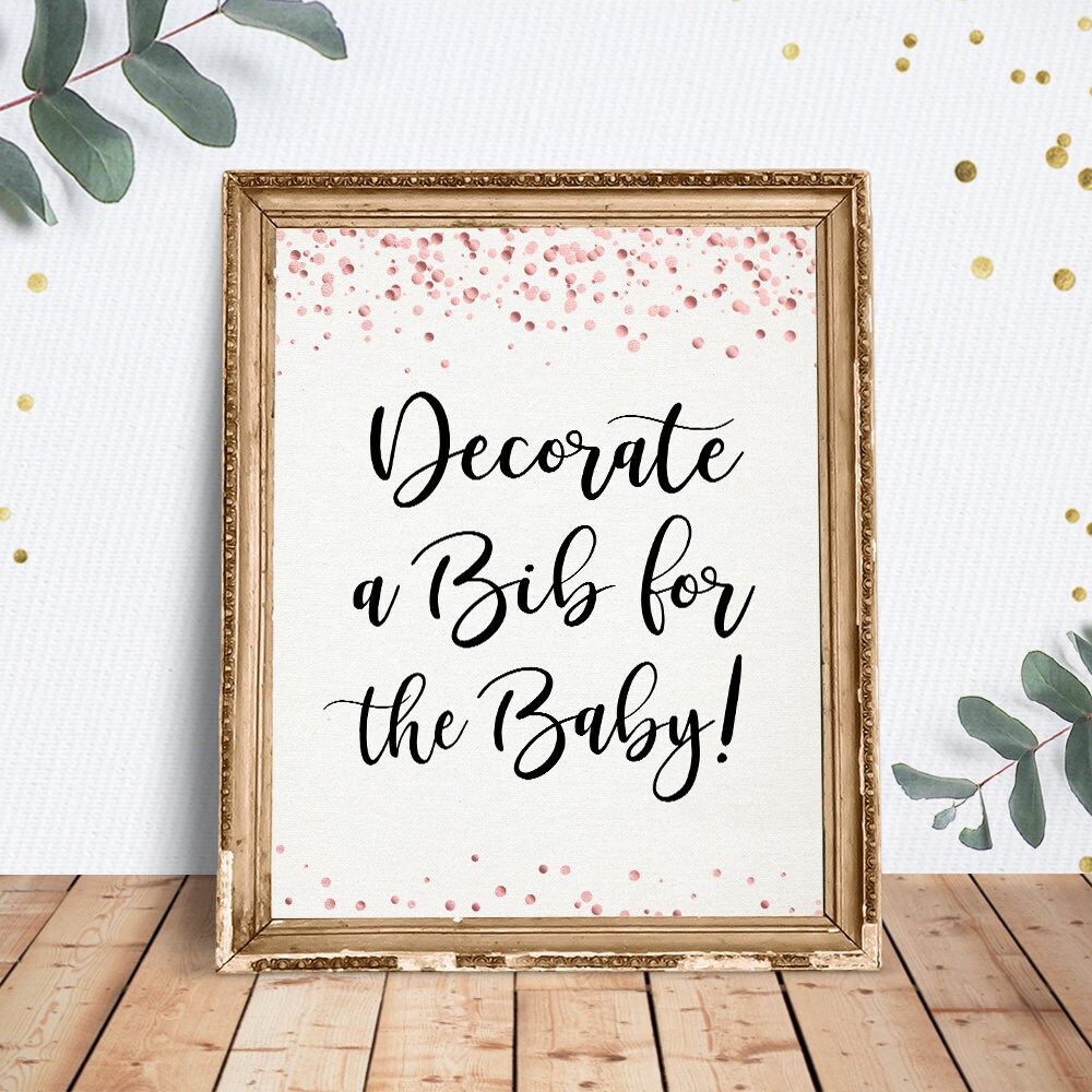 Decorate a Bib for the Baby Sign Baby Shower Sign Printable Etsy España