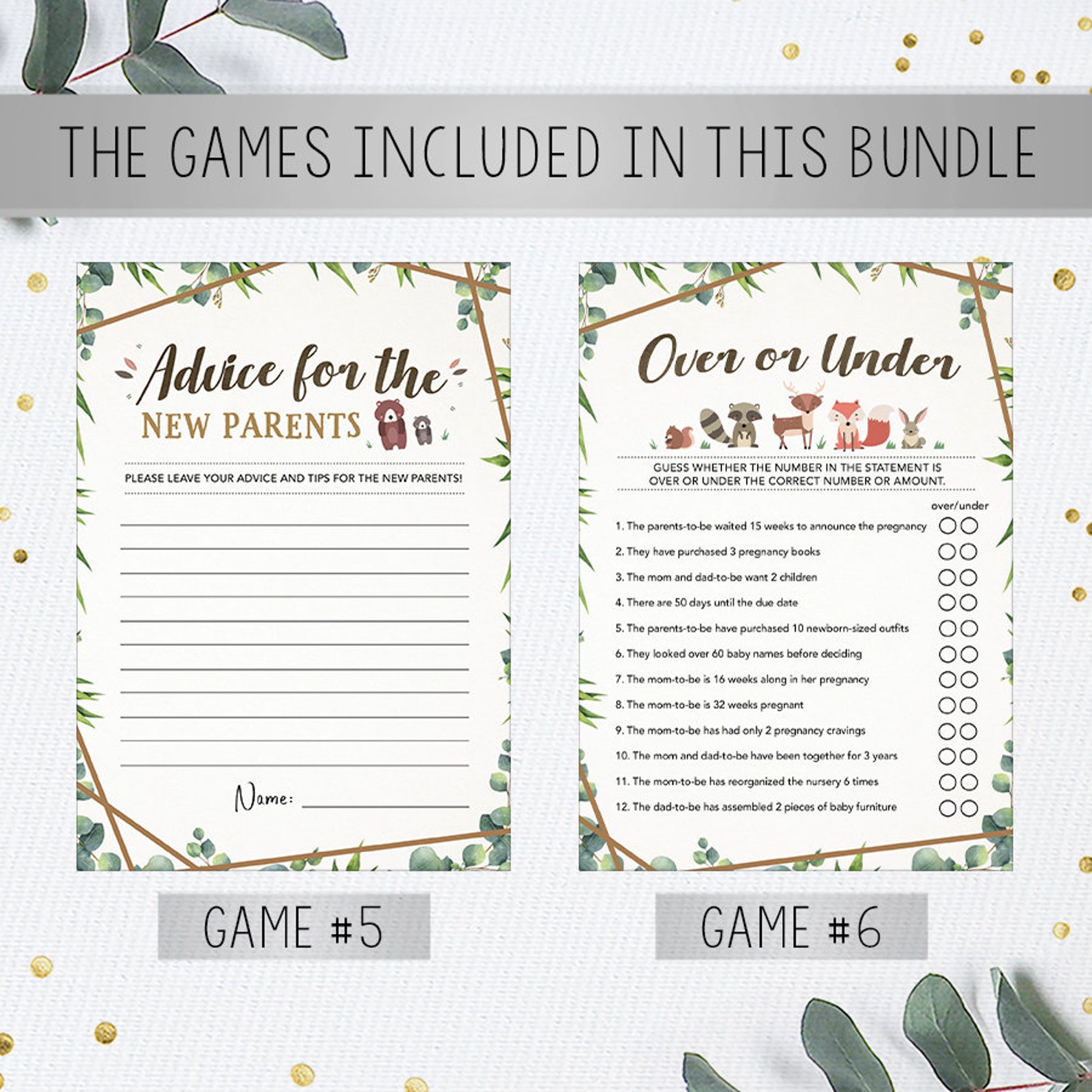 Shower Game Bundle Printable Baby Shower Games Instant | Etsy