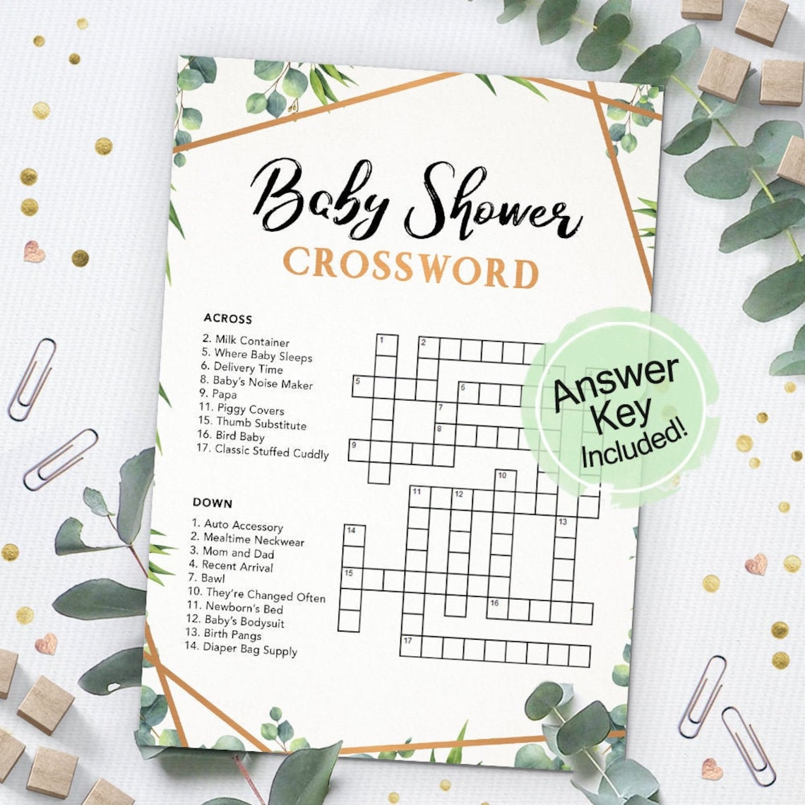 Printable Baby Shower Crossword Puzzle