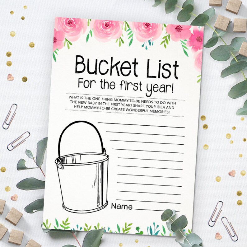 Baby Shower Bucket List Baby Shower Game Baby Shower Advice Etsy