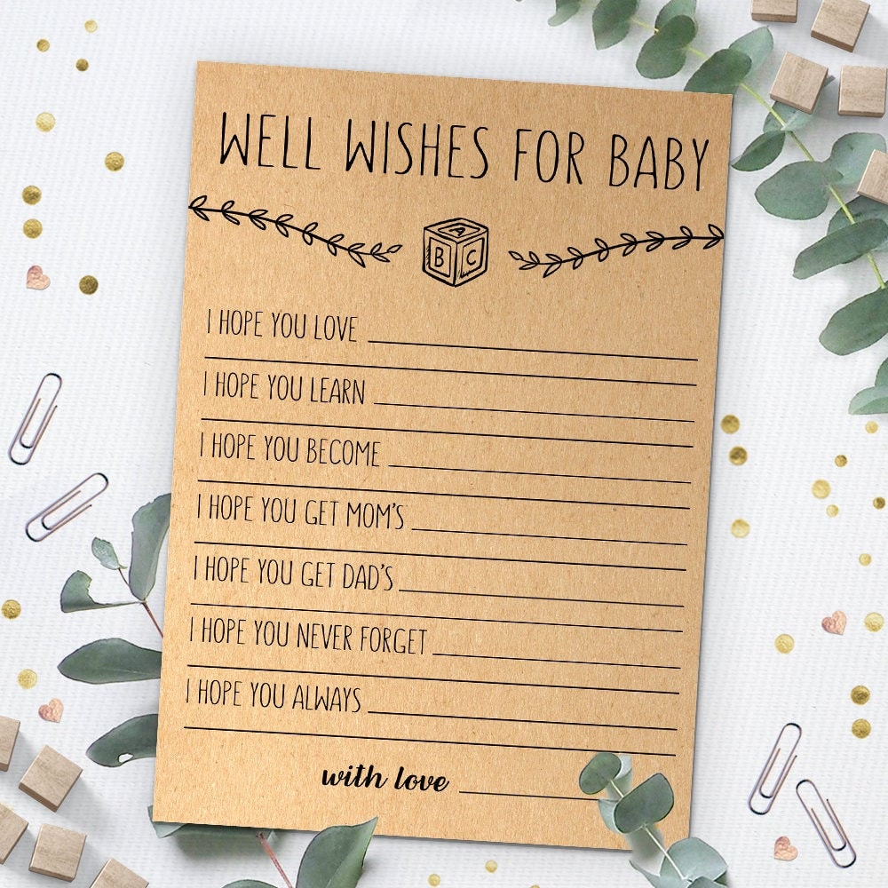 Well Wishes for Baby Baby Shower Game Baby Advice Card Etsy