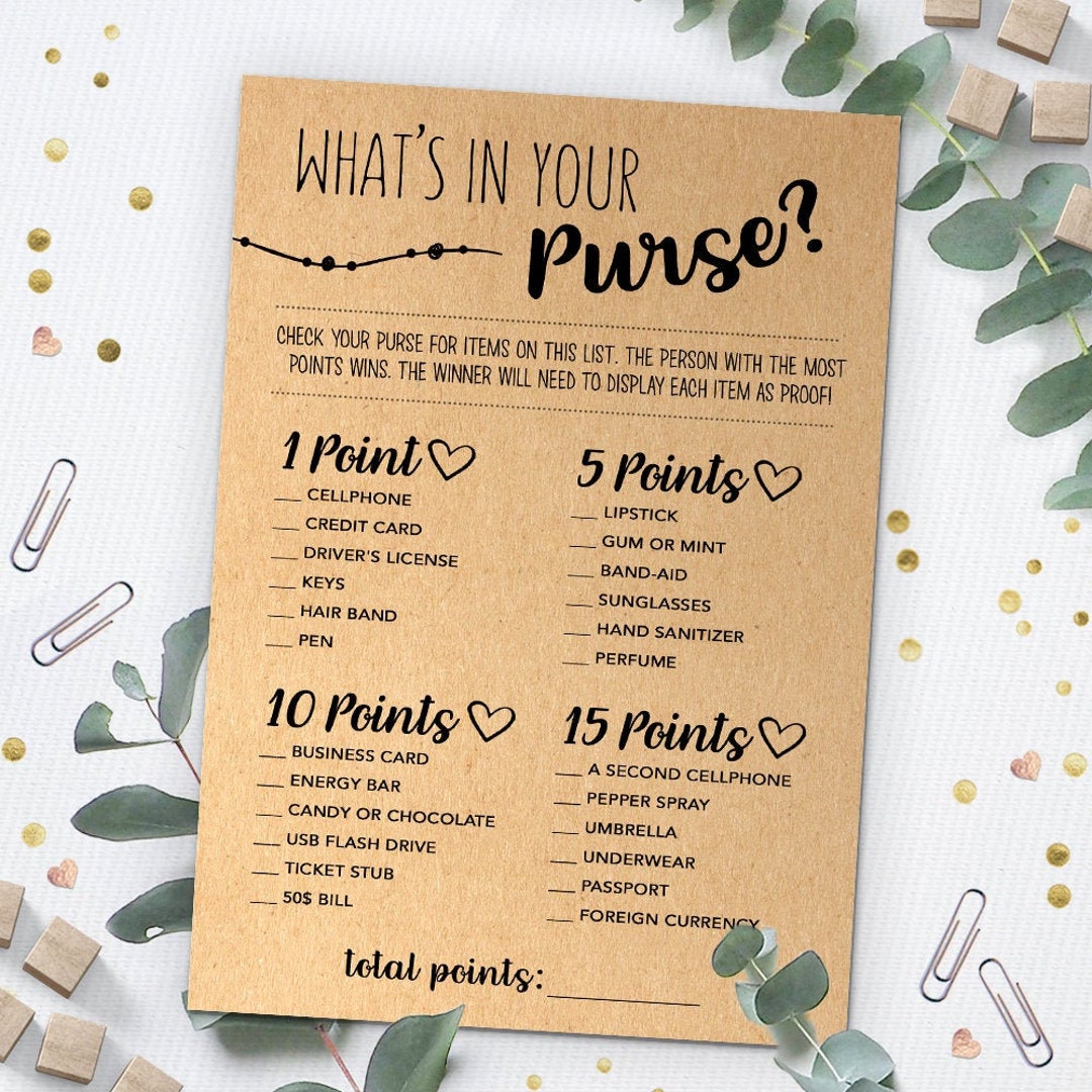 What's in Your Purse Baby Shower Game Whats in Your - Etsy Canada