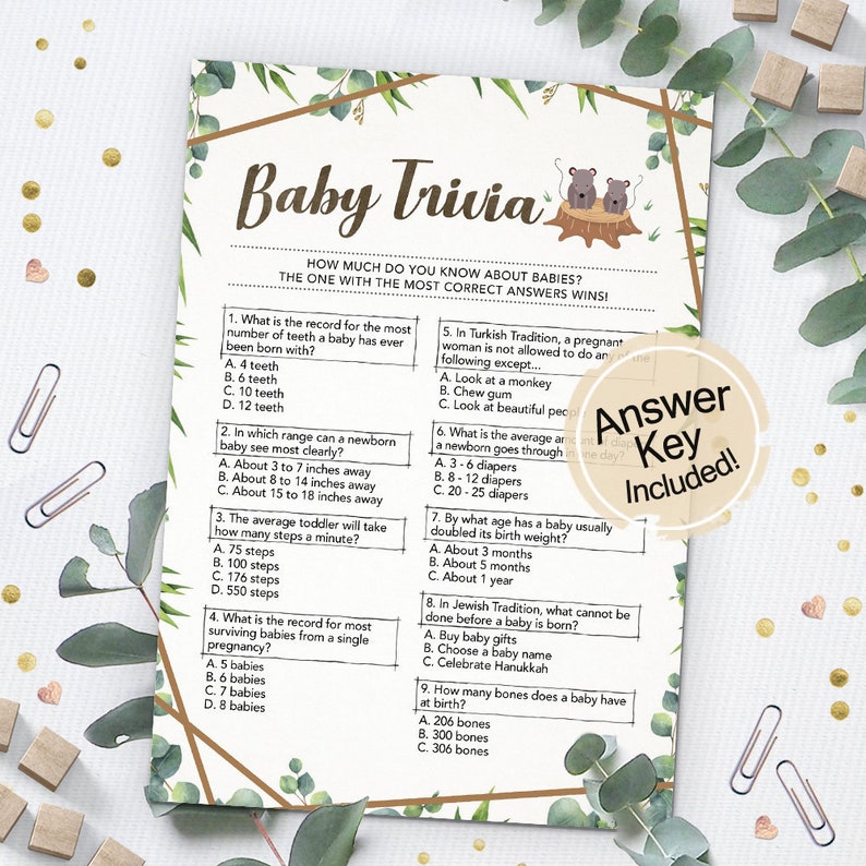 Baby Shower Trivia Game Baby Shower Game Printable Instant Etsy