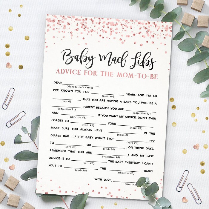 Baby Mad Libs Advice for the Mom-to-be Baby Shower - Etsy