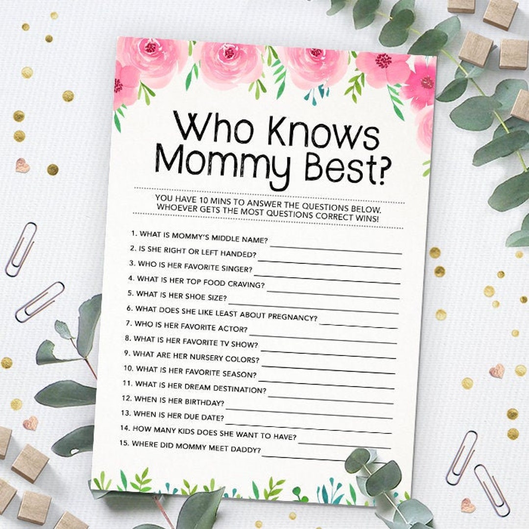 Who Knows Mommy Best Baby Shower Game Pink Baby Shower - Etsy