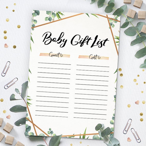 Baby Gift List Card Baby Shower Card Printable Instant Etsy
