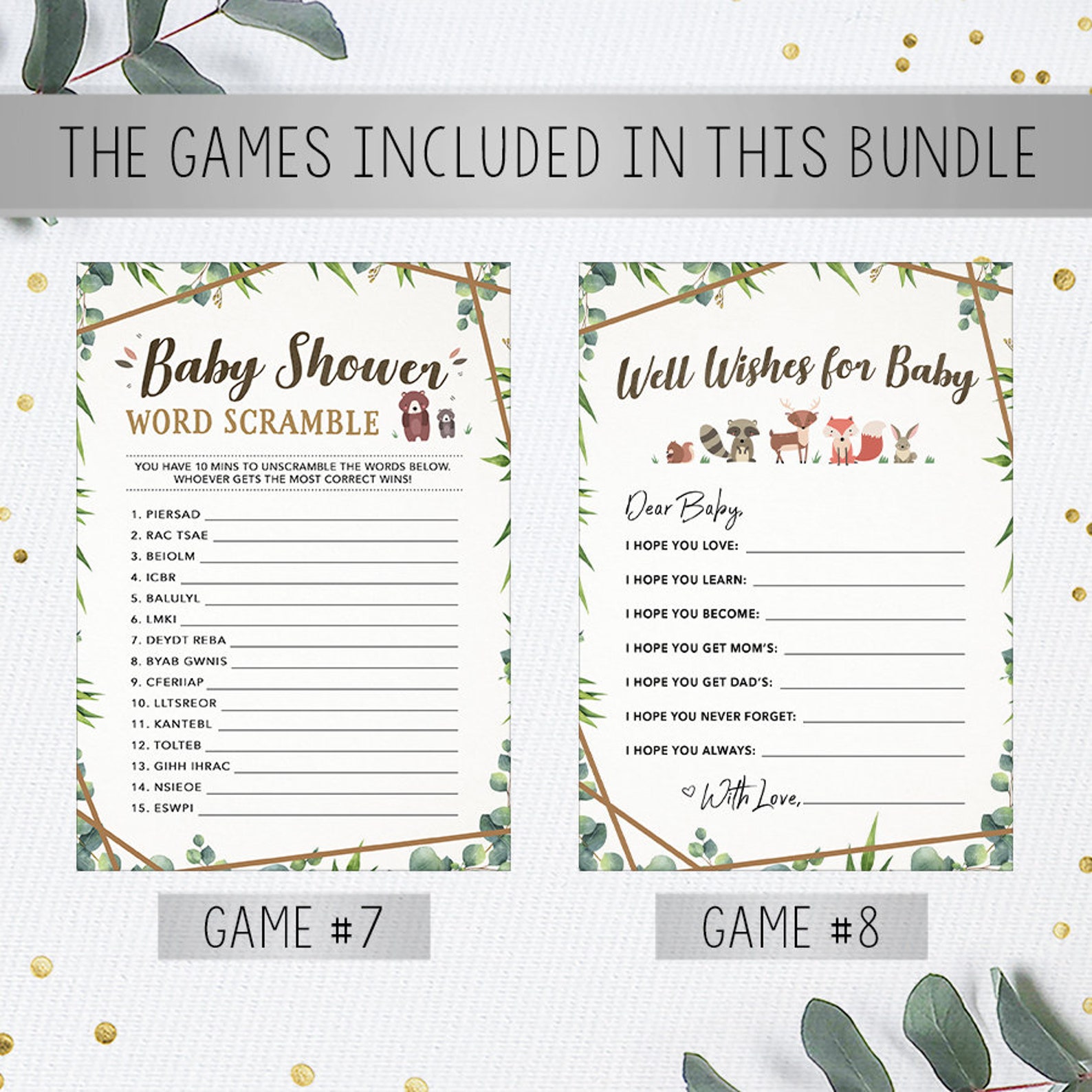Shower Game Bundle Printable Baby Shower Games Instant - Etsy