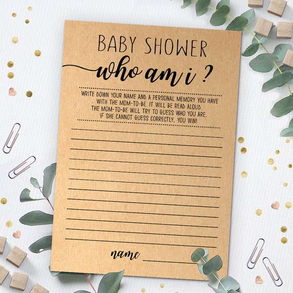 Baby Shower Who Am I Baby Shower Game Baby Shower Memory Etsy