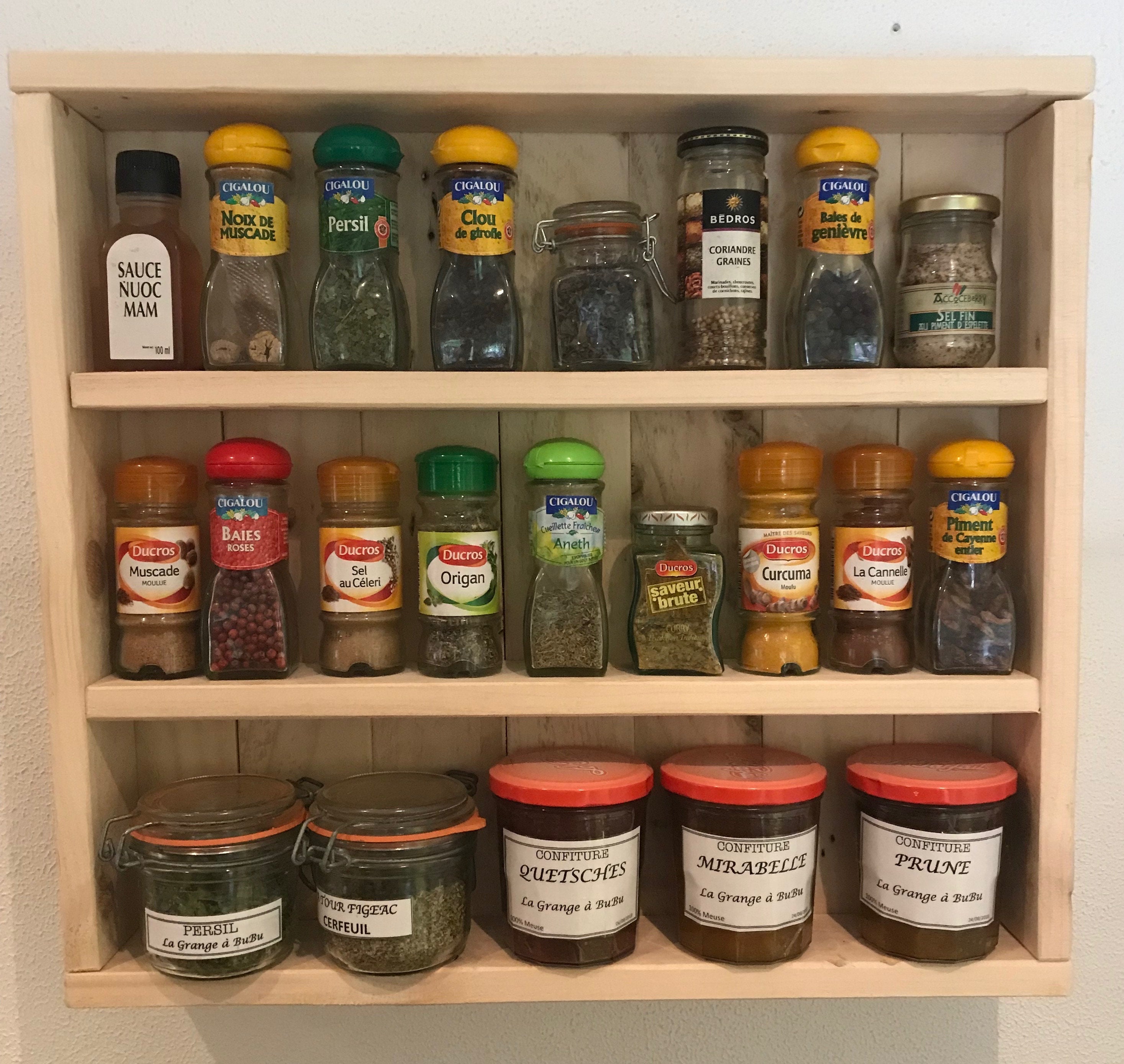 Etagére 3 Niveaux Pour Epices ou Confiture en Bois de Palette Recyclée - Création Unique