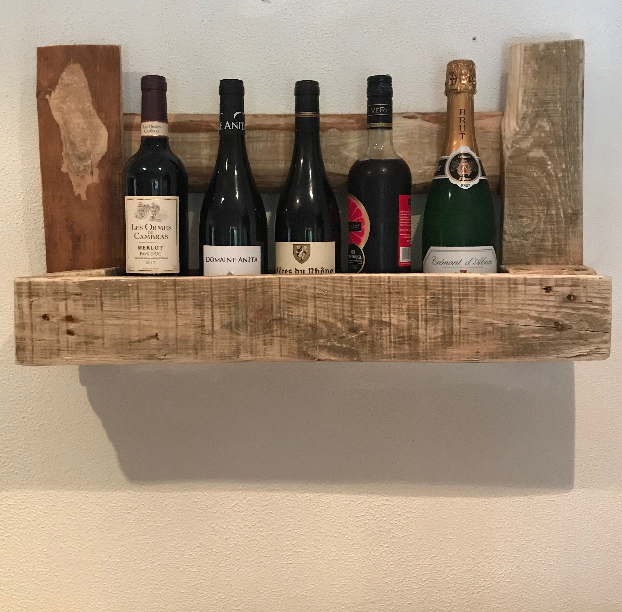 Etagére Rustique Pour 5 Bouteilles de Vin en Bois Palette Recyclée-Création Unique