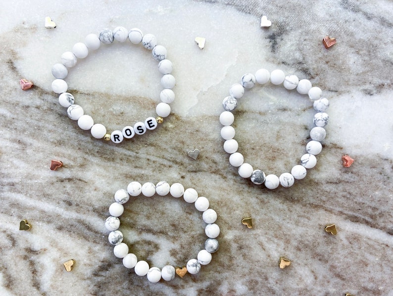 Custom Marble Beaded Bracelet Custom Beaded Name Bracelets Etsy