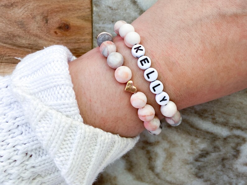 Custom Marble Beaded Bracelet Custom Beaded Name Bracelets Etsy