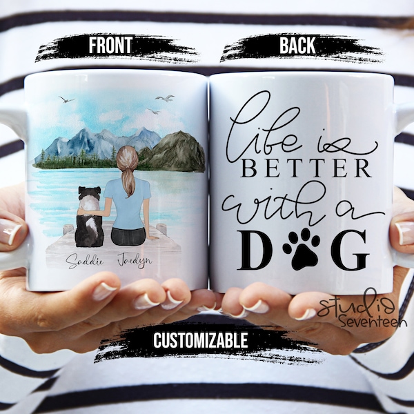 Personalized Dog  Coffee Mug, Custom Dog Mug, Gift for Dog Owner, Pet Portrait, Pet Mug, Dog Mom, Dog Lover Gift, Life is Better With a Dog