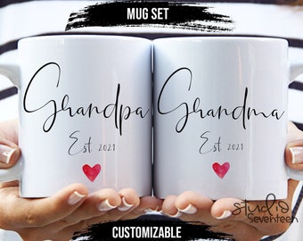 Pregnancy Announcement Grandparents, Baby Announcement, Baby Reveal, Grandma Grandpa Coffee Cup, Grandparents Mug Set, New Grandma Gift