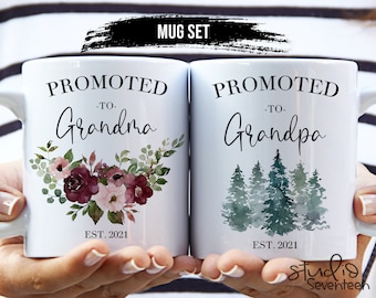 Grandparent Pregnancy Announcement, Grandma Mug, Grandpa Mug, Grandparent Coffee Mugs, Pregnancy Reveal Mug, Baby Announcement Mug Set