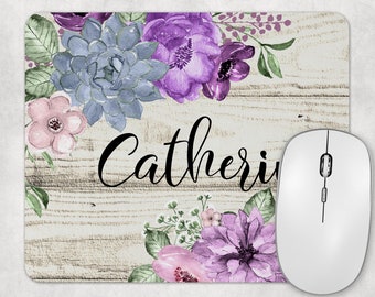 Floral Personalized Mouse Pad, Mouse Mat, Office Decor, Round Mouse Pad, Office Supplies, Desk Accessories. New Job Gift