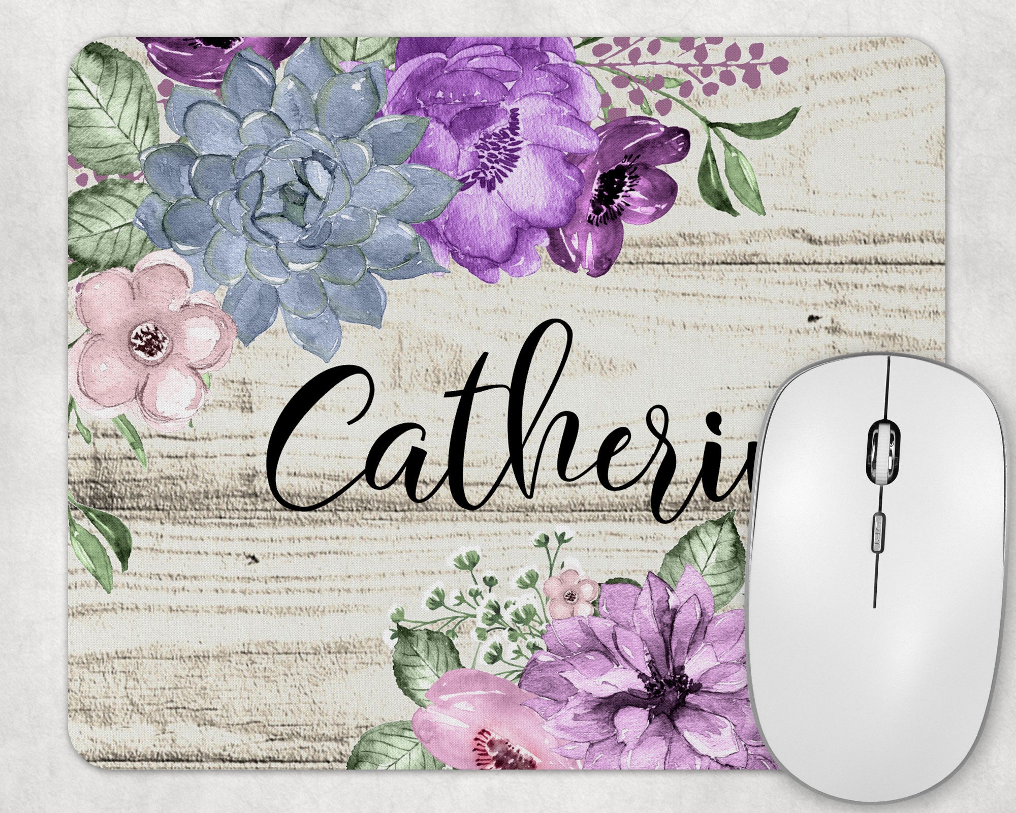 Personalized Desk Accessories, Name Mouse Pad, Coworker Gift, Floral  Mousepad, Office Decor for Women, Desk Gifts for Her, Office Supplies 