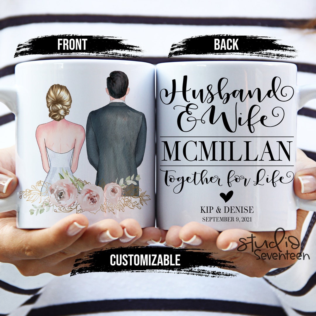 Mr and Mrs Mug, Bride and Groom Coffee Cup, Personalized Wedding Gift ...
