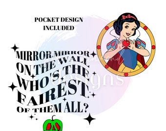 Mirror, Mirror PNG, Snow White PNG, Poison Apple PNG, Movie png, wave text png, wave shirt png, fairest of them all, dwarfs png, sublimation