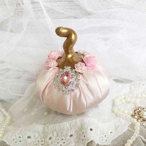 Mini pink shabby pumpkin Pumpkin centerpiece for wedding Decorated pumpkins